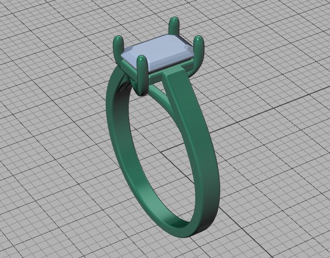 Solitaire Engagement Trellis Ring 1CT 7x5 Emerald Stone 3Dmodel 3D print model_40