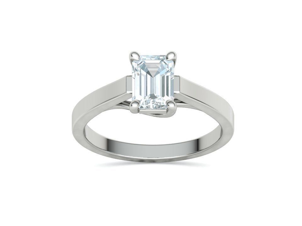 Solitaire Engagement Trellis Ring 1CT 7x5 Emerald Stone 3Dmodel 3D print model_14