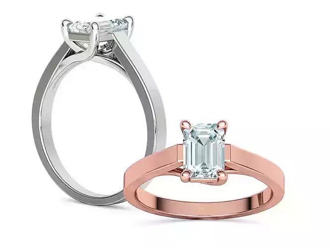 Solitaire Engagement Trellis Ring 1CT 7x5 Emerald Stone 3Dmodel 3D print model