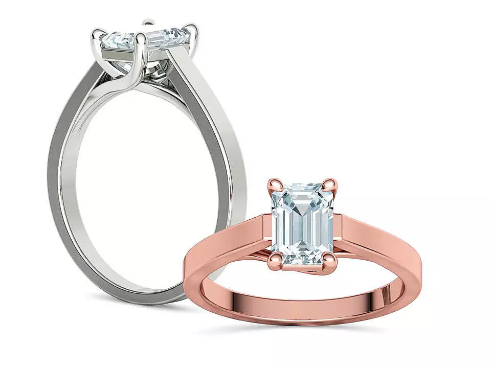 Solitaire Engagement Trellis Ring 1CT 7x5 Emerald Stone 3Dmodel 3D print model_0