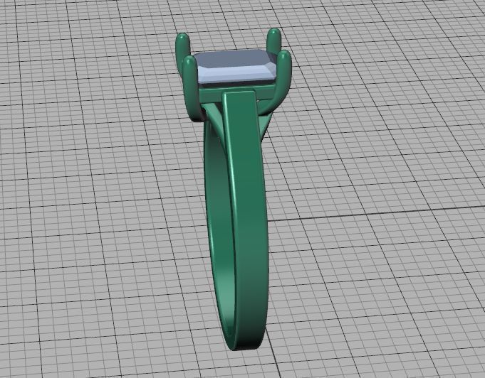 Solitaire Engagement Trellis Ring 1CT 7x5 Emerald Stone 3Dmodel 3D print model_39