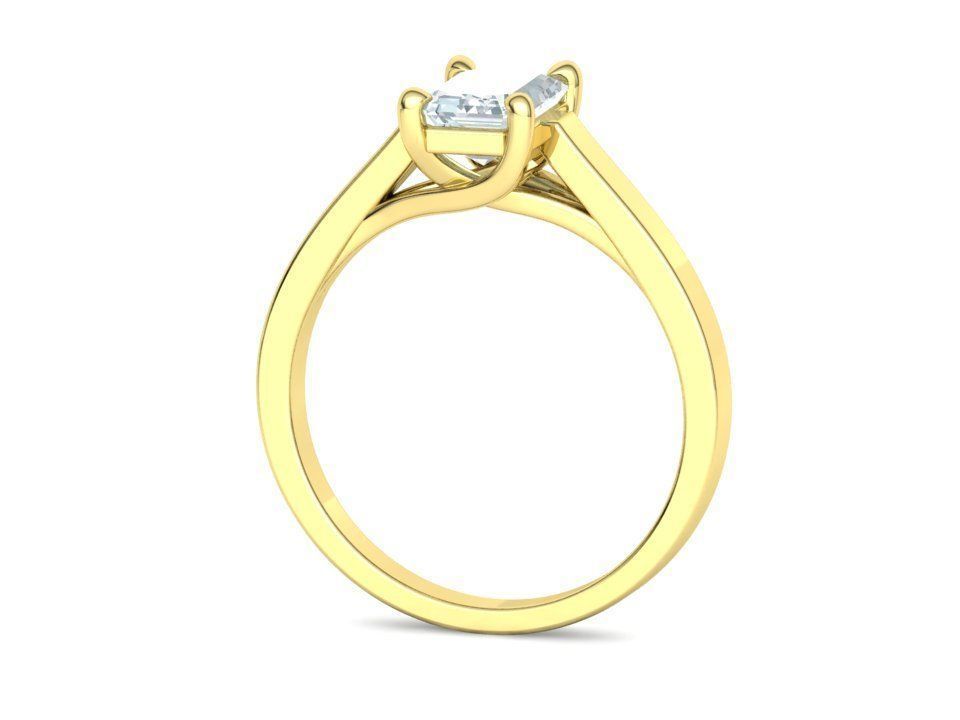 Solitaire Engagement Trellis Ring 1CT 7x5 Emerald Stone 3Dmodel 3D print model_19