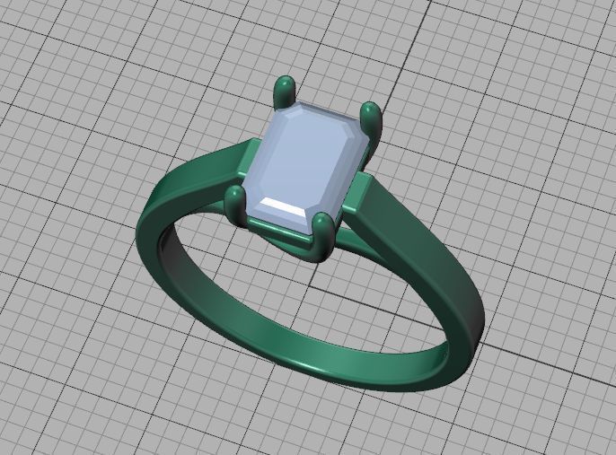 Solitaire Engagement Trellis Ring 1CT 7x5 Emerald Stone 3Dmodel 3D print model_37