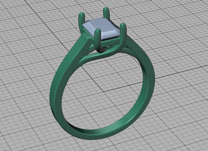 Solitaire Engagement Trellis Ring 1CT 7x5 Emerald Stone 3Dmodel 3D print model_35