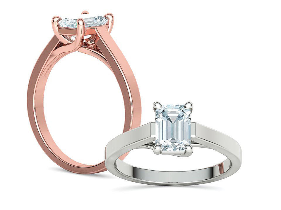 Solitaire Engagement Trellis Ring 1CT 7x5 Emerald Stone 3Dmodel 3D print model_1