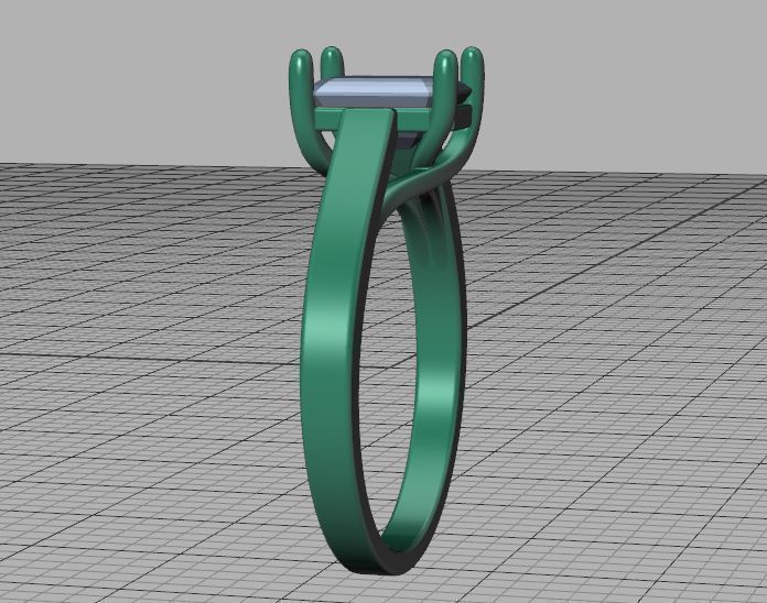 Solitaire Engagement Trellis Ring 1CT 7x5 Emerald Stone 3Dmodel 3D print model_34