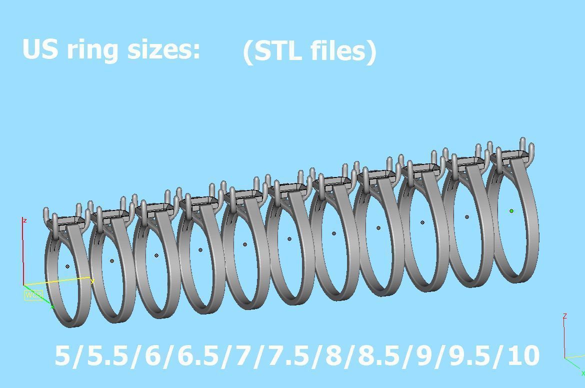 Solitaire Engagement Trellis Ring 1CT 7x5 Emerald Stone 3Dmodel 3D print model_10
