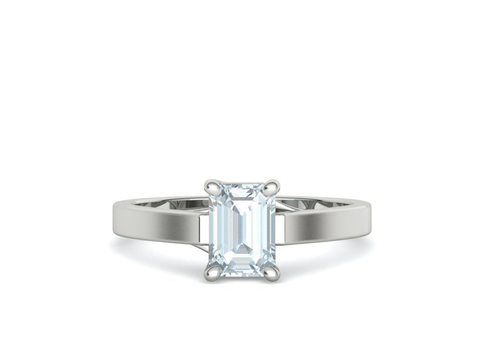 Solitaire Engagement Trellis Ring 1CT 7x5 Emerald Stone 3Dmodel 3D print model_7