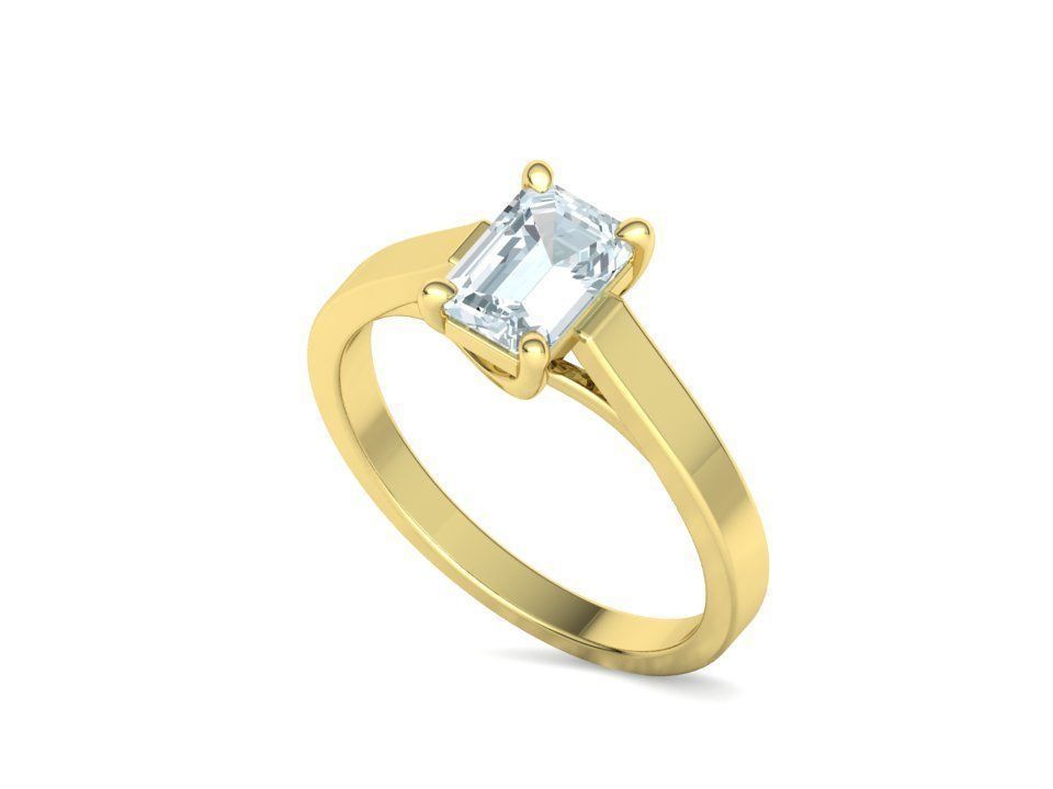 Solitaire Engagement Trellis Ring 1CT 7x5 Emerald Stone 3Dmodel 3D print model_25