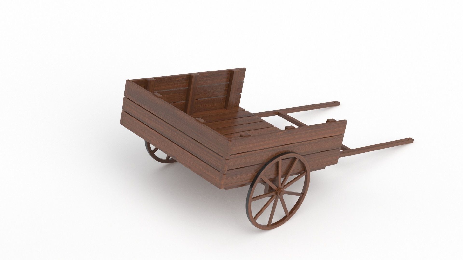 Dark Wood Old Cart 3D model_4