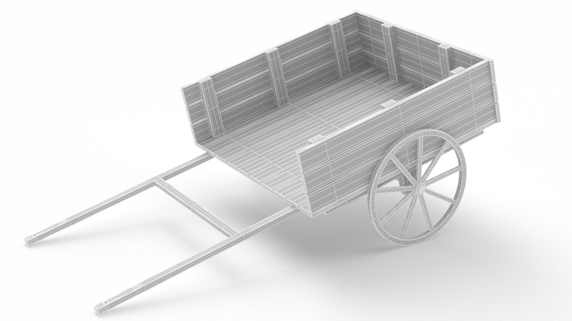 Dark Wood Old Cart 3D model_7