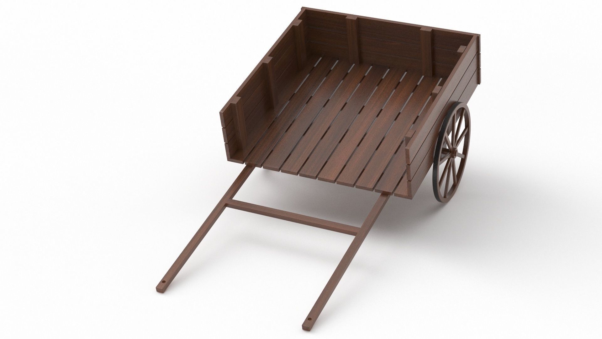 Dark Wood Old Cart 3D model_5