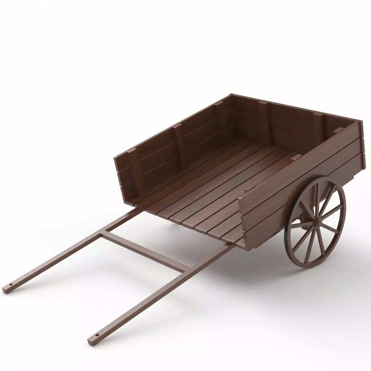 Dark Wood Old Cart 3D model_0