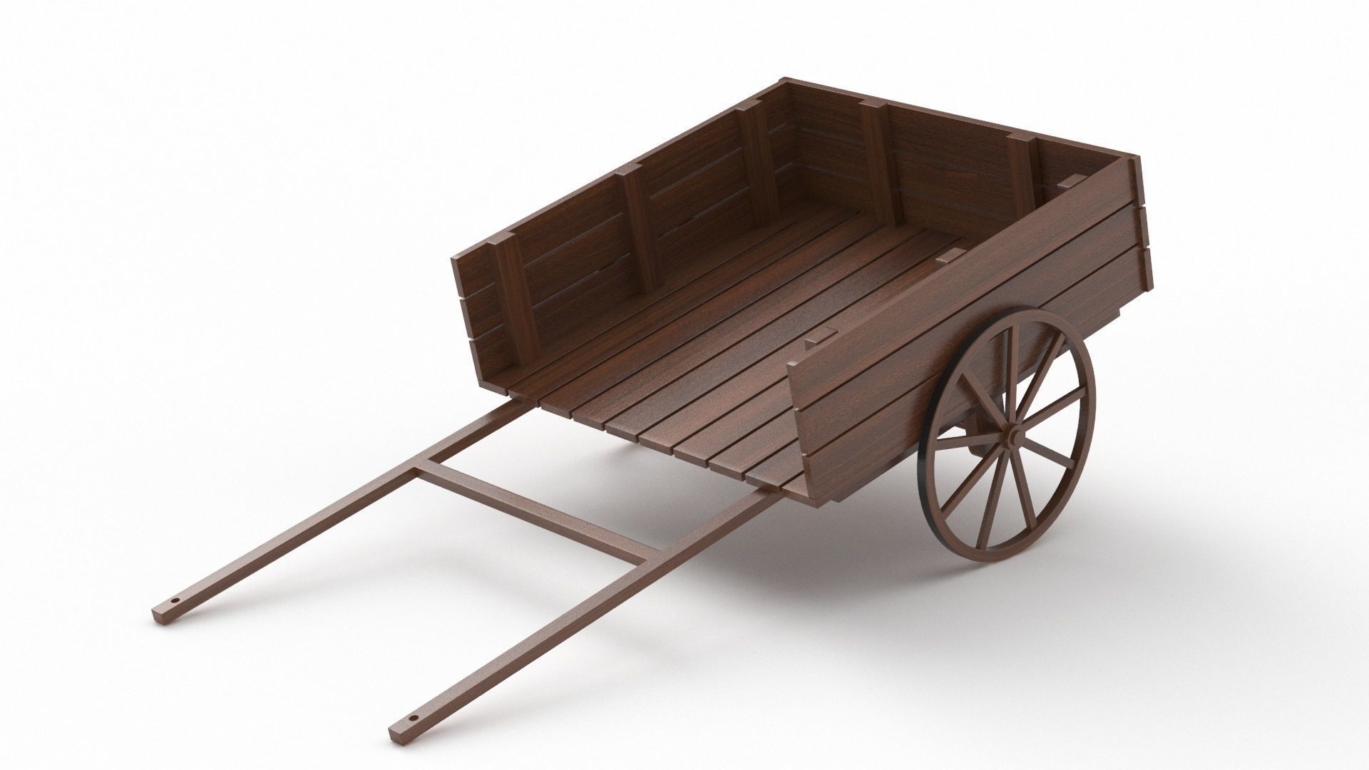 Dark Wood Old Cart 3D model_1