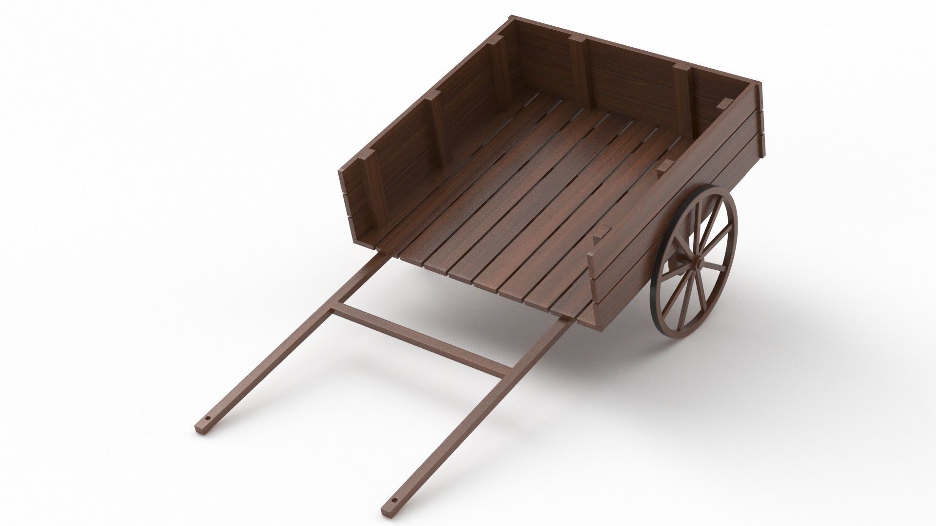 Dark Wood Old Cart 3D model_3