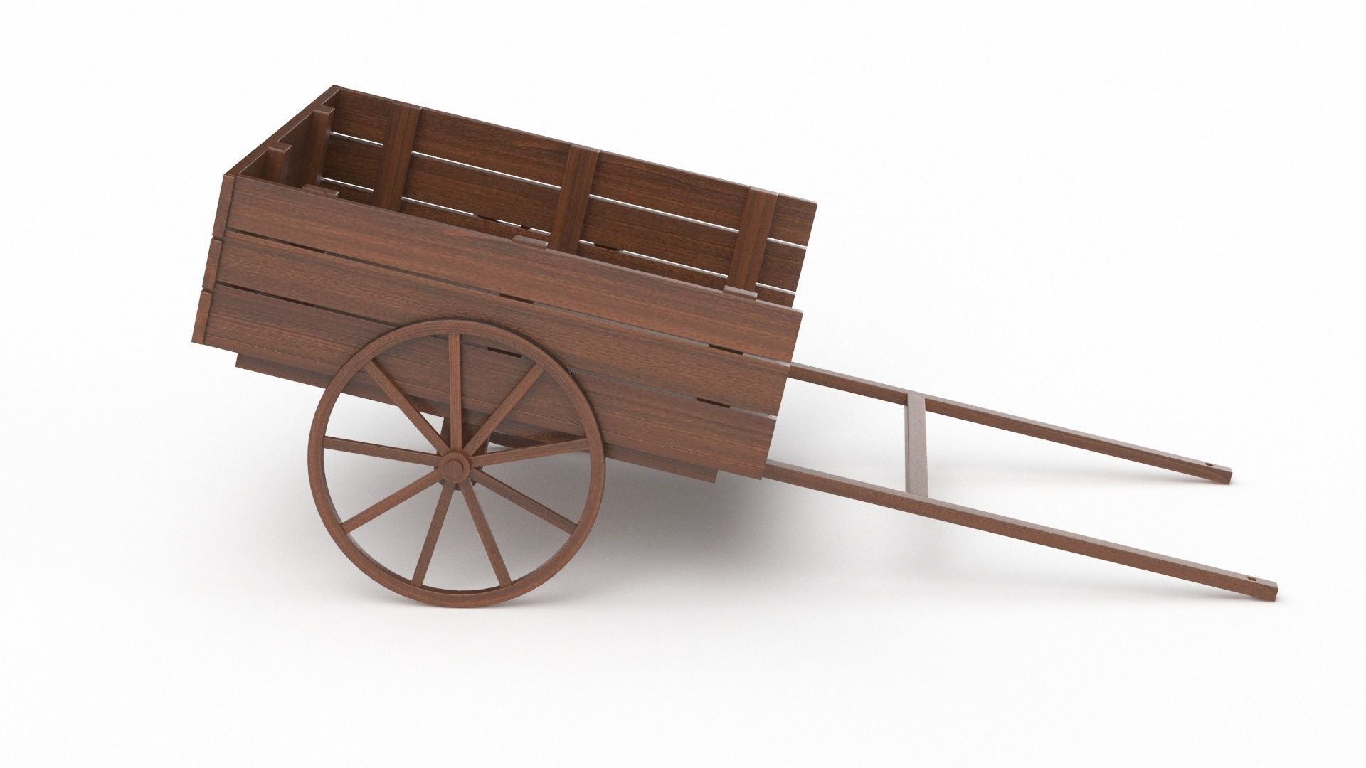 Dark Wood Old Cart 3D model_2