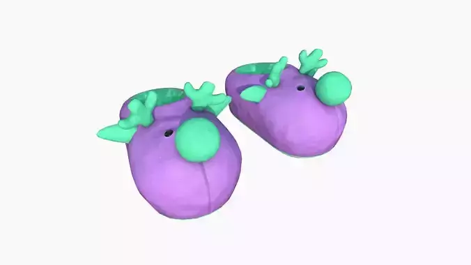 Slippers F09 Purple Green Reindeer - Costume Character Design