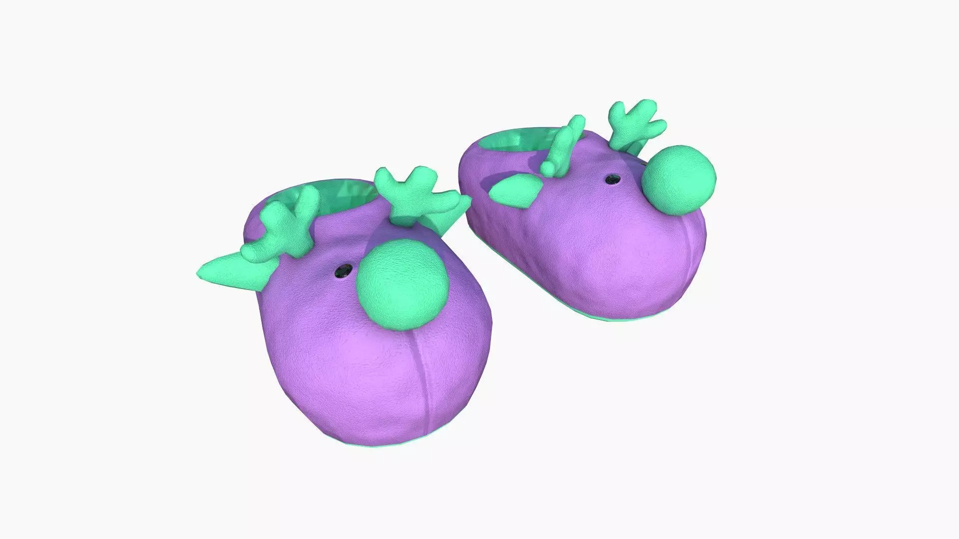 Slippers F09 Purple Green Reindeer - Costume Character Design Low-poly 3D model