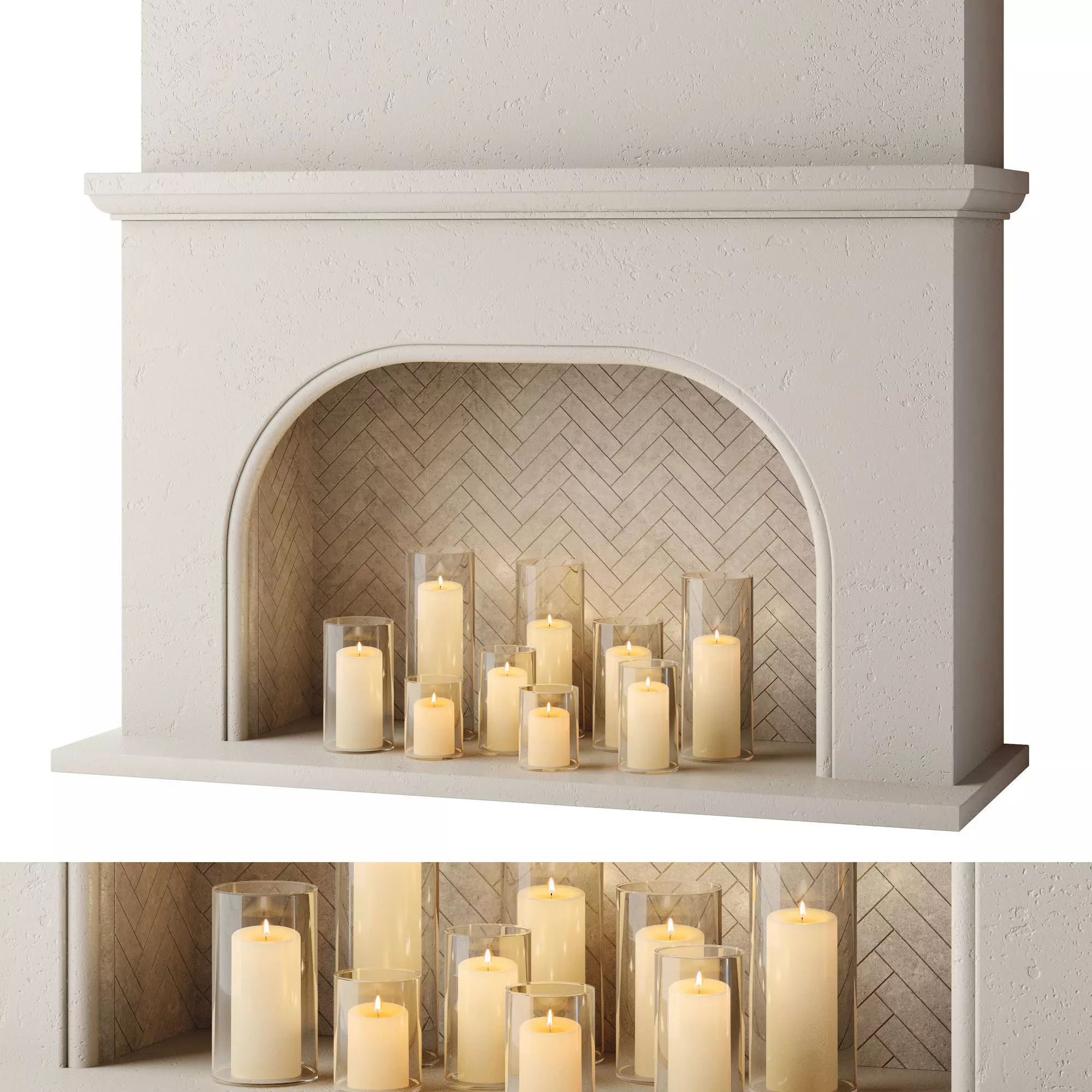Fireplace with candles 3D model