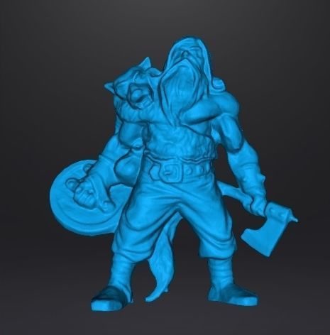 WOLF VIKING AXE AND SHIELD MINIATURE MODEL FANTASY GAMES DND RPG 3D print model_6