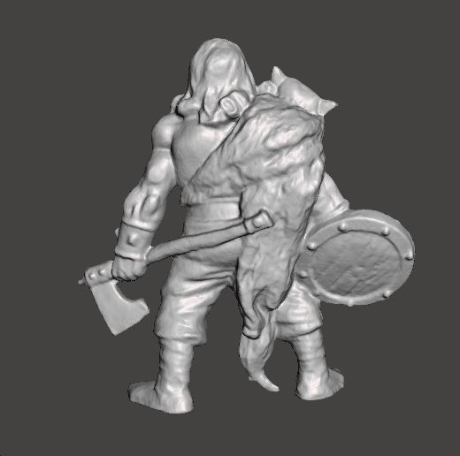 WOLF VIKING AXE AND SHIELD MINIATURE MODEL FANTASY GAMES DND RPG 3D print model_1