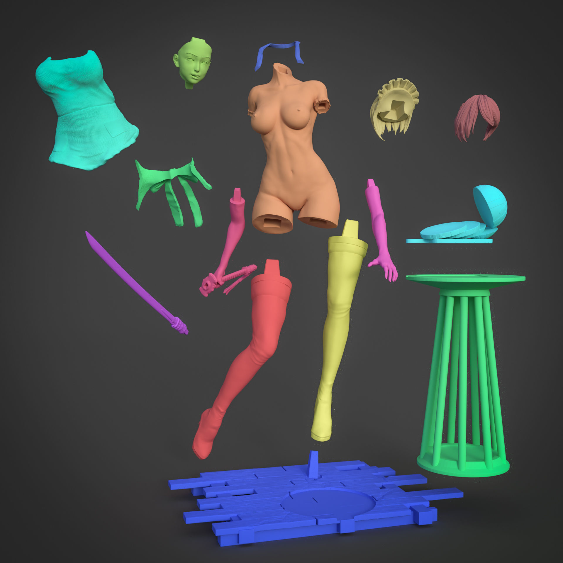 2B Maid - YoRHa No 2 3D print model_11