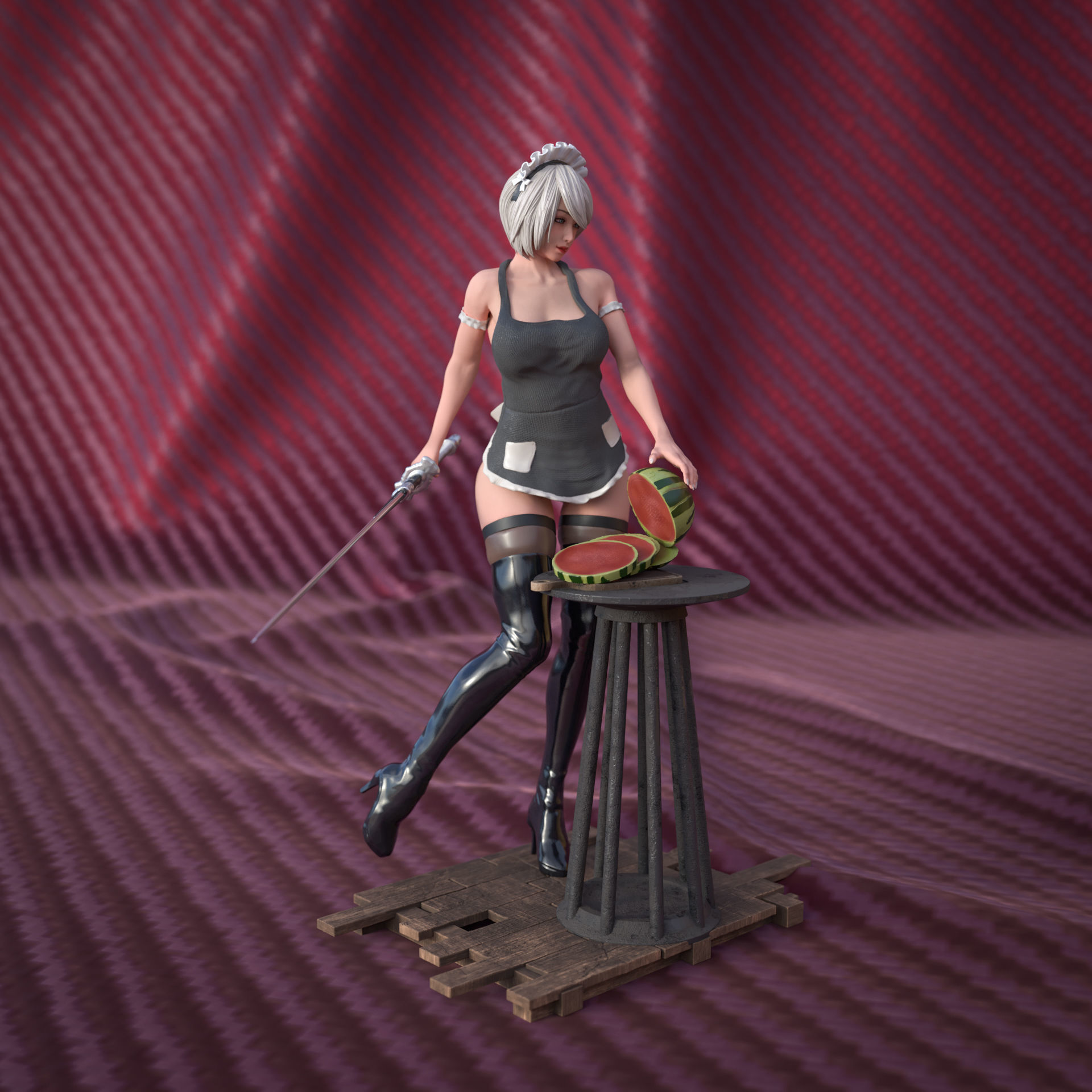 2B Maid - YoRHa No 2 3D print model_22