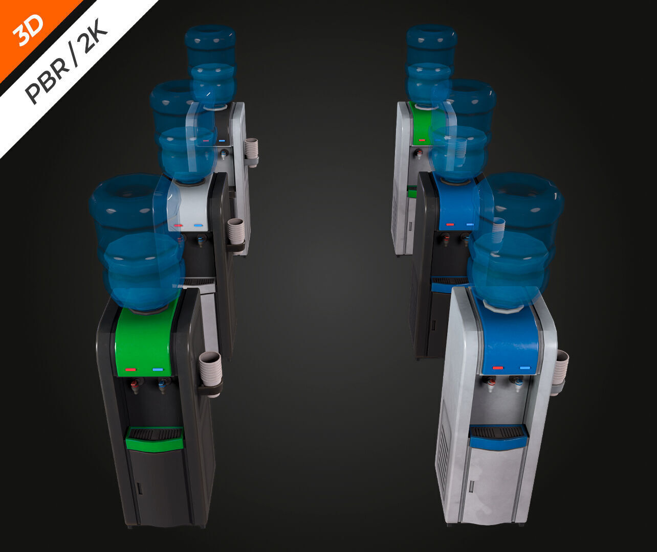 Water Cooler Low-poly 3D model_9