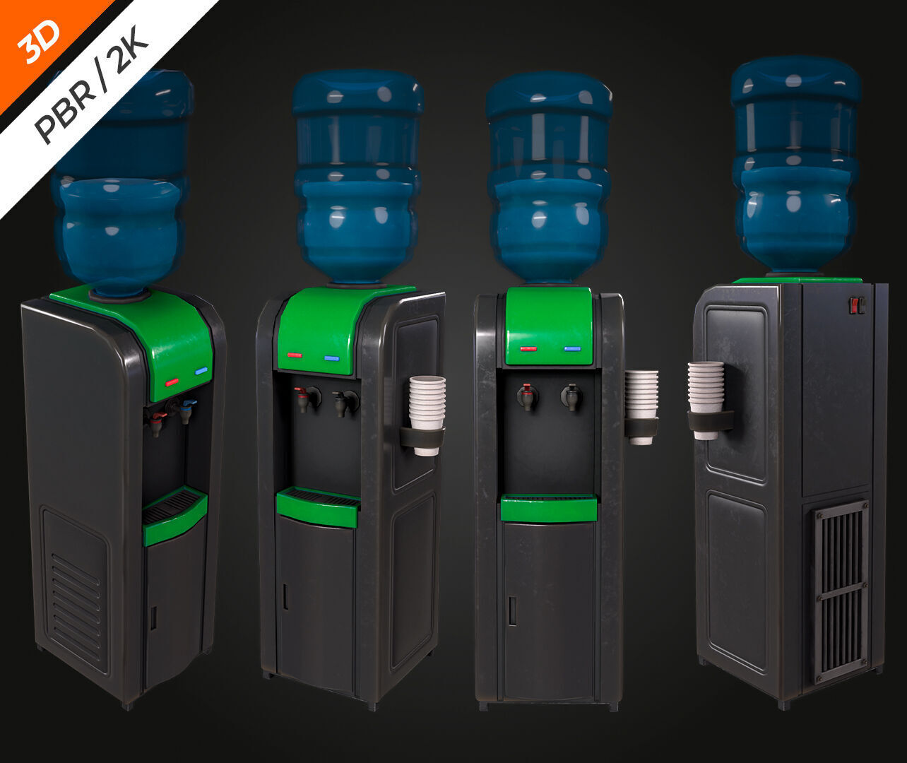 Water Cooler Low-poly 3D model_5