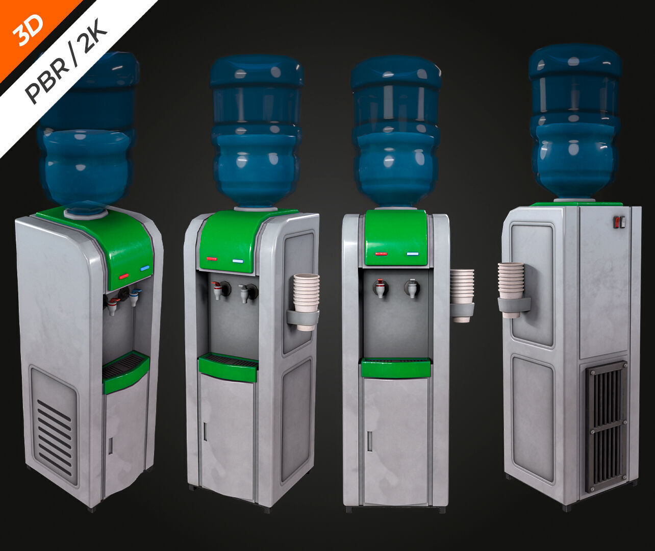 Water Cooler Low-poly 3D model_4