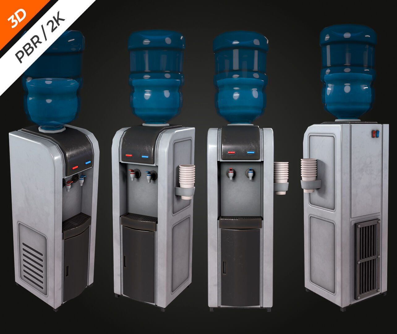 Water Cooler Low-poly 3D model_7