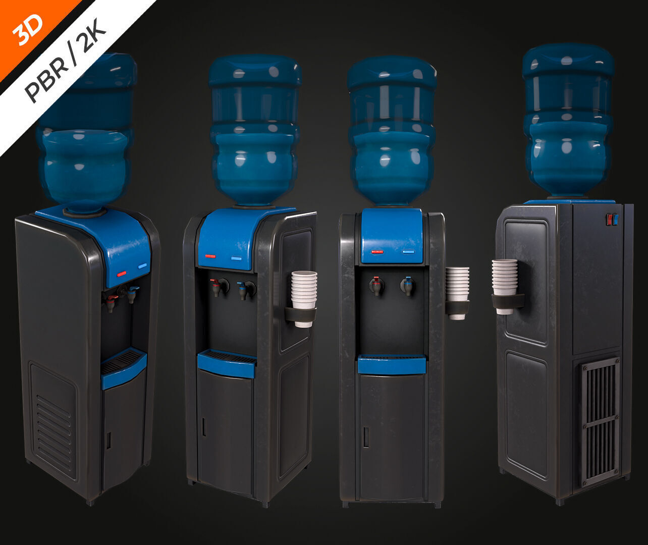 Water Cooler Low-poly 3D model_3