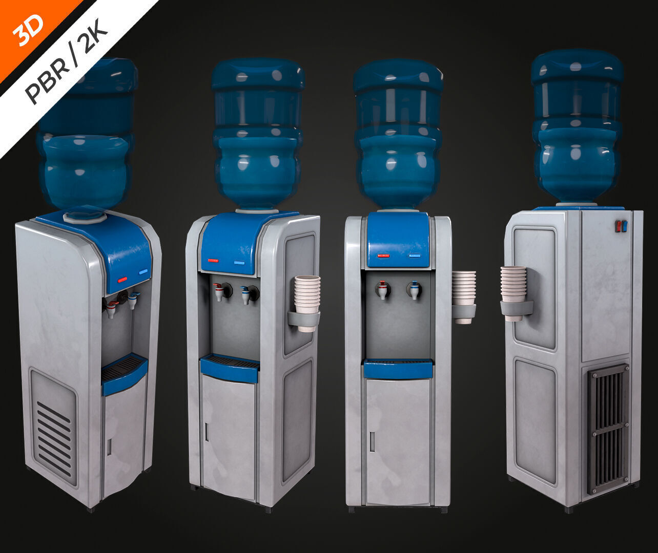Water Cooler Low-poly 3D model_2