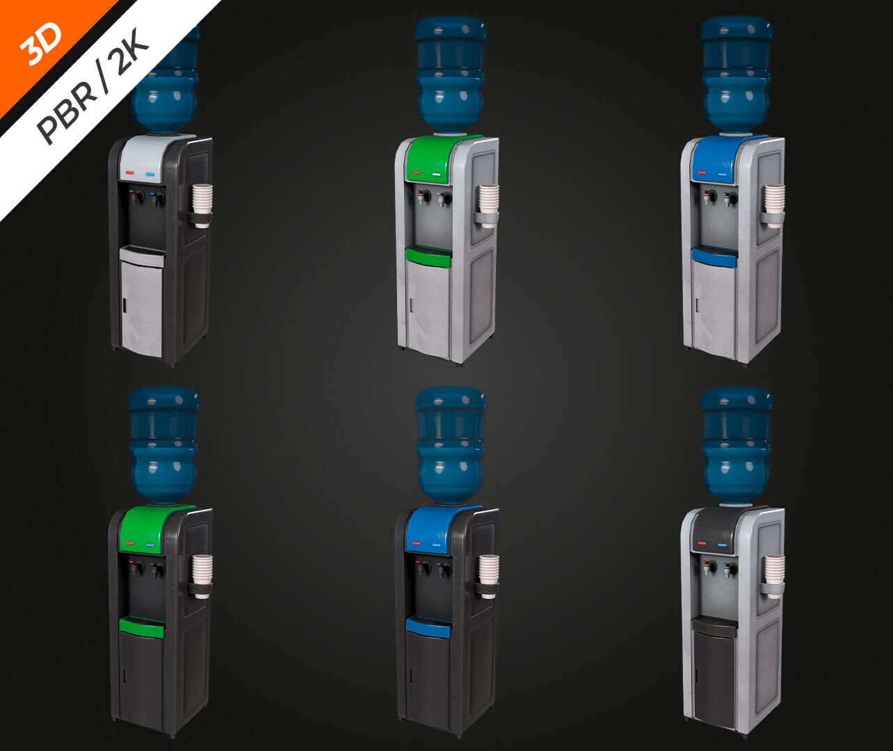Water Cooler Low-poly 3D model_12