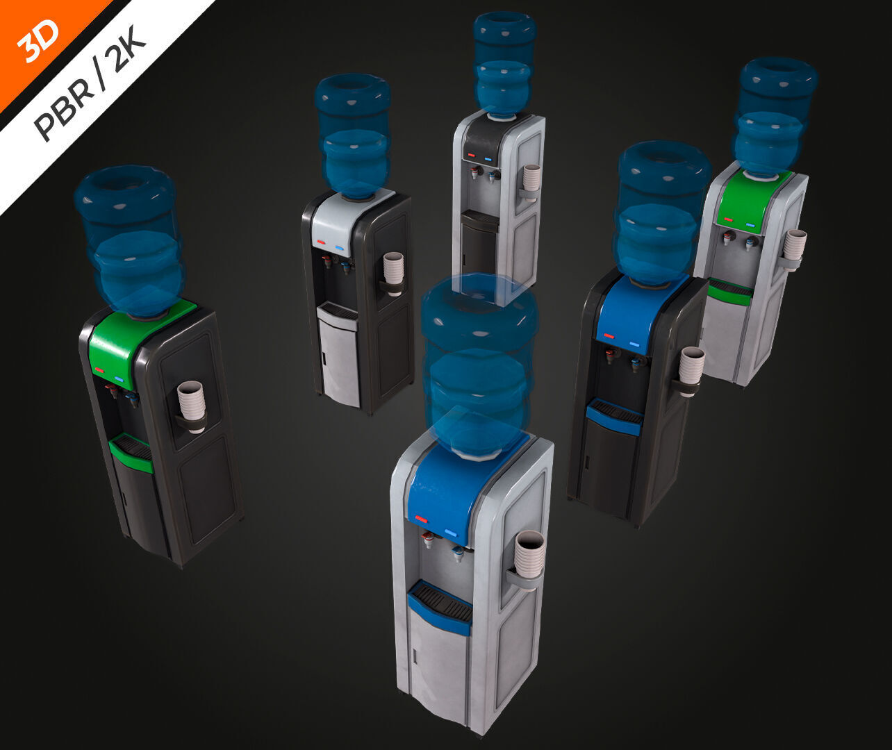Water Cooler Low-poly 3D model_8