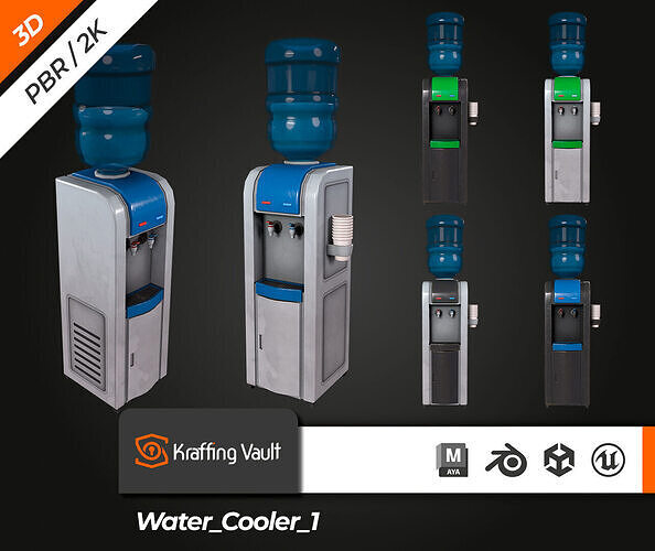 Water Cooler Low-poly 3D model