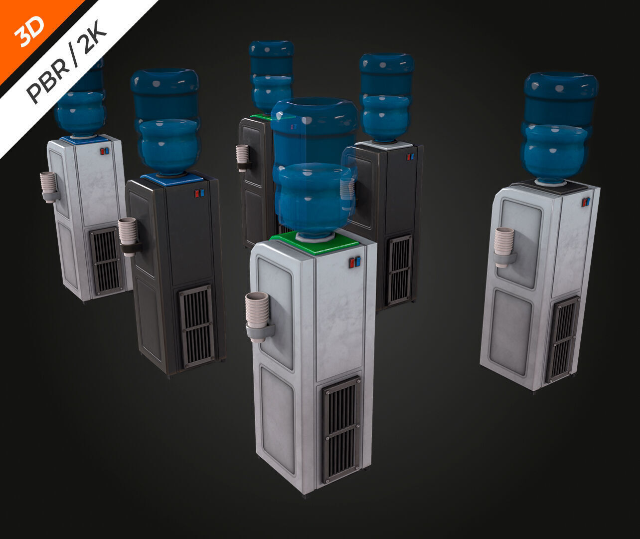 Water Cooler Low-poly 3D model_11