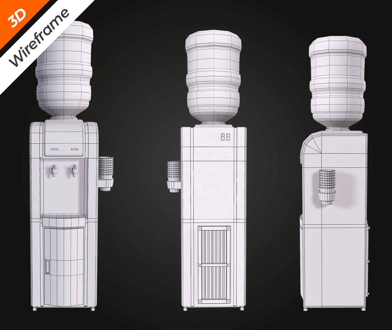Water Cooler Low-poly 3D model_13