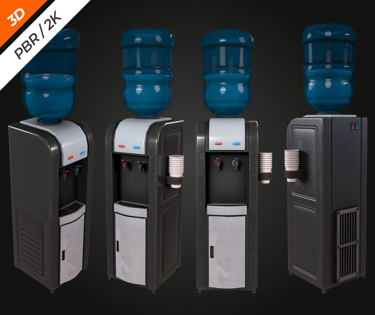 Water Cooler Low-poly 3D model_6