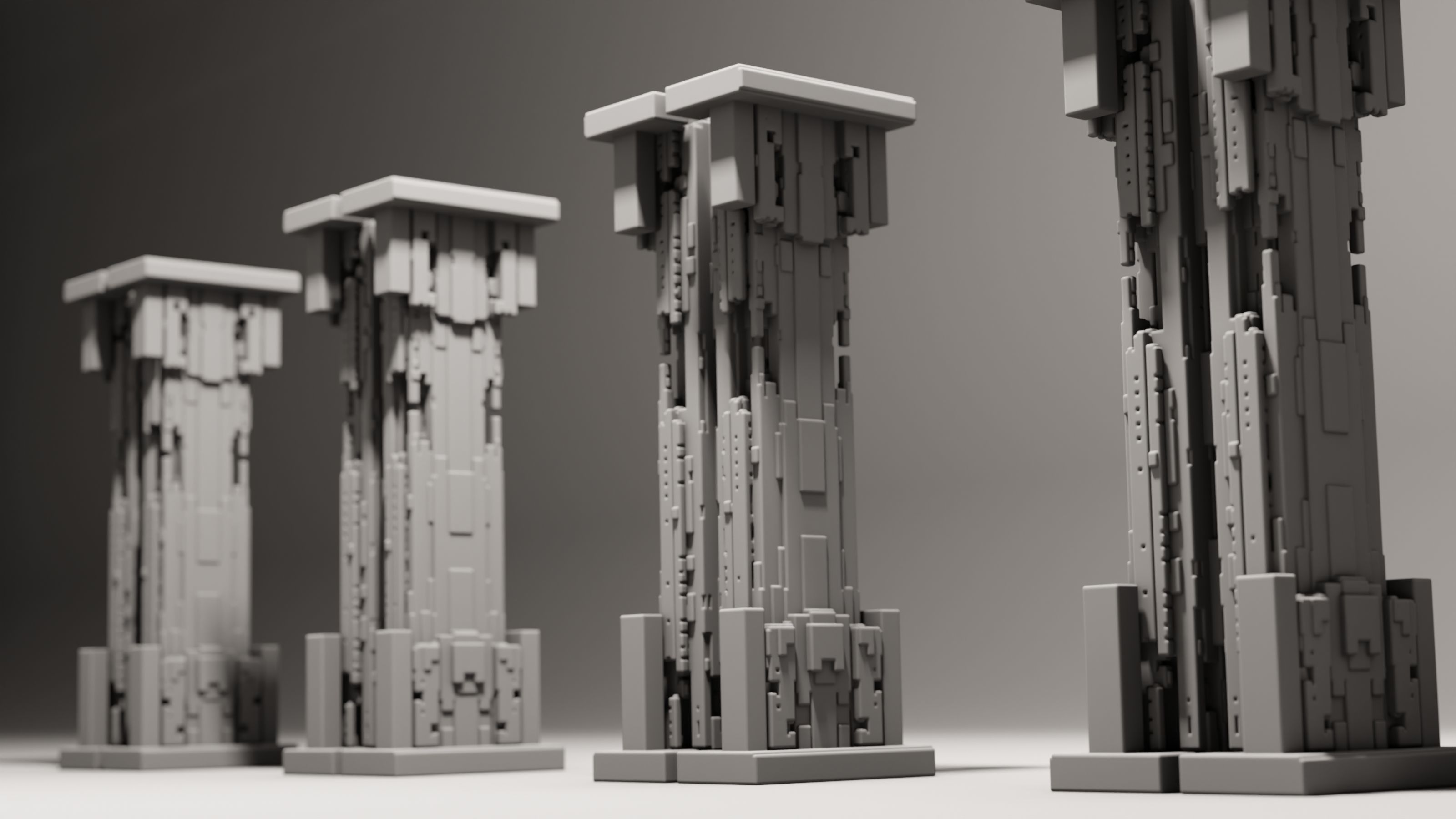 Futuristic Pillars 3D model_2