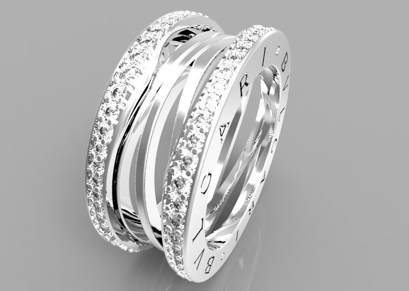 BZero1 Gold Ring with diamonds on the edges 3D print model 3D print model_2