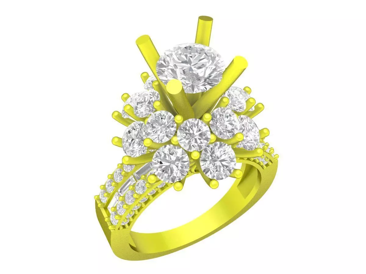 7322 korean style diamond engagement ring 3D print model_0