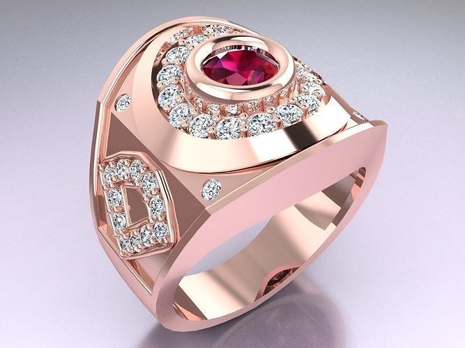 Diamond Ring - Mens Rings - N250 3D print model
