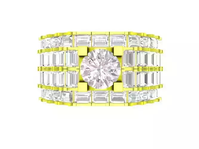 A7678 Baguette Diamond Korean Style Men Ring