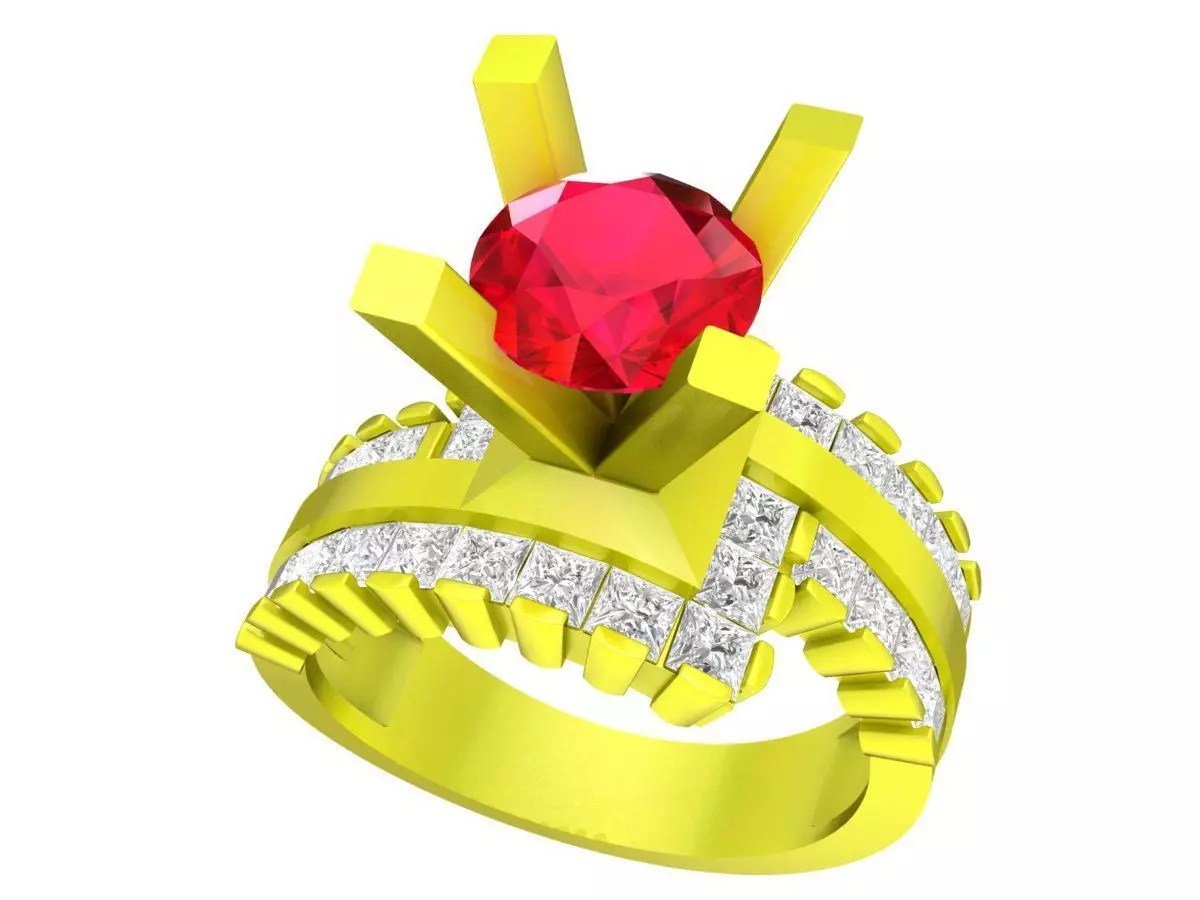 A7684 Hongkong Style Luxury Diamond Women Ring 3D Print 3D print model
