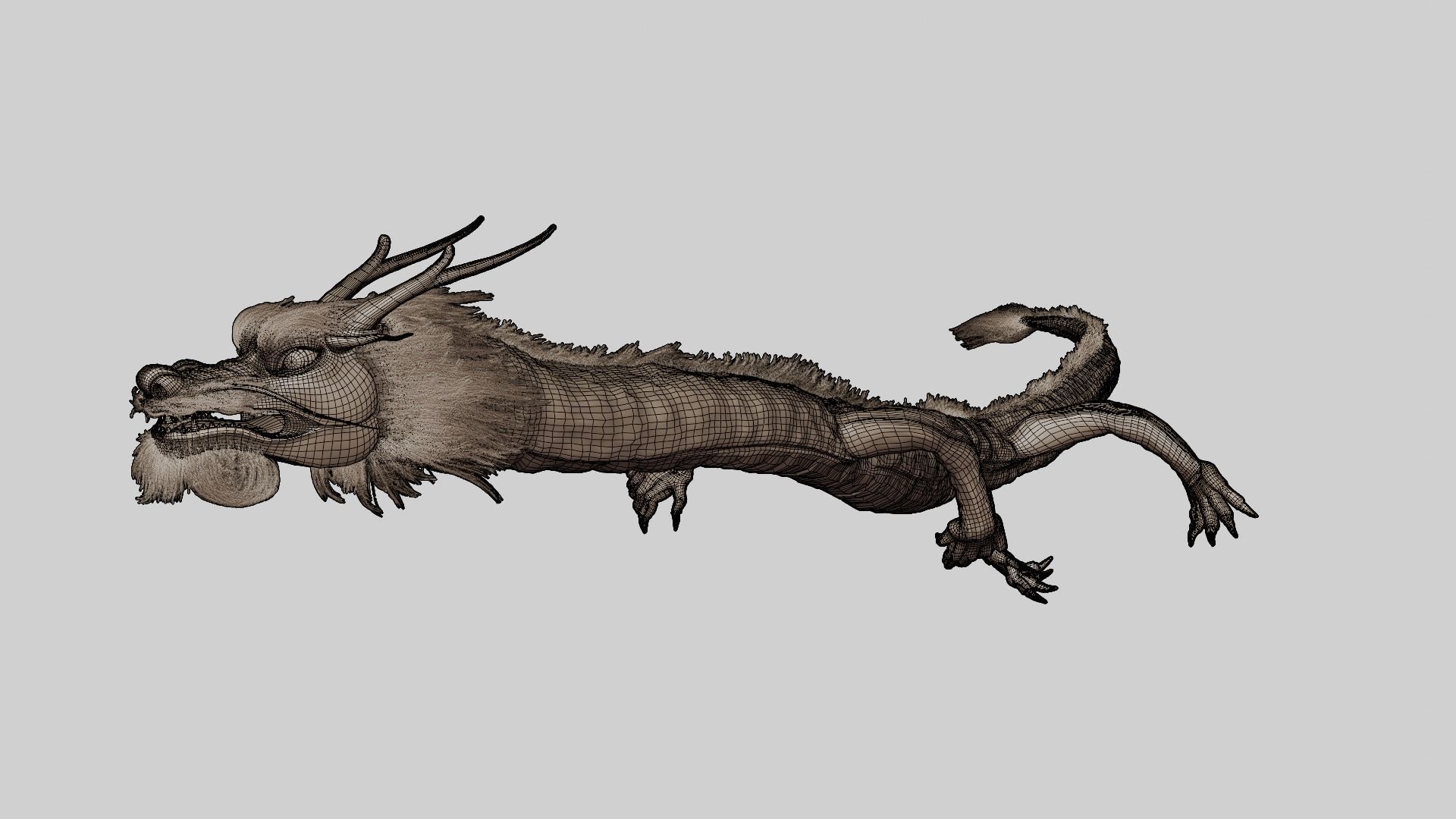 ASIA DRAGON - Rigged - Animated - Low poly - High poly Model Low-poly 3D model_7