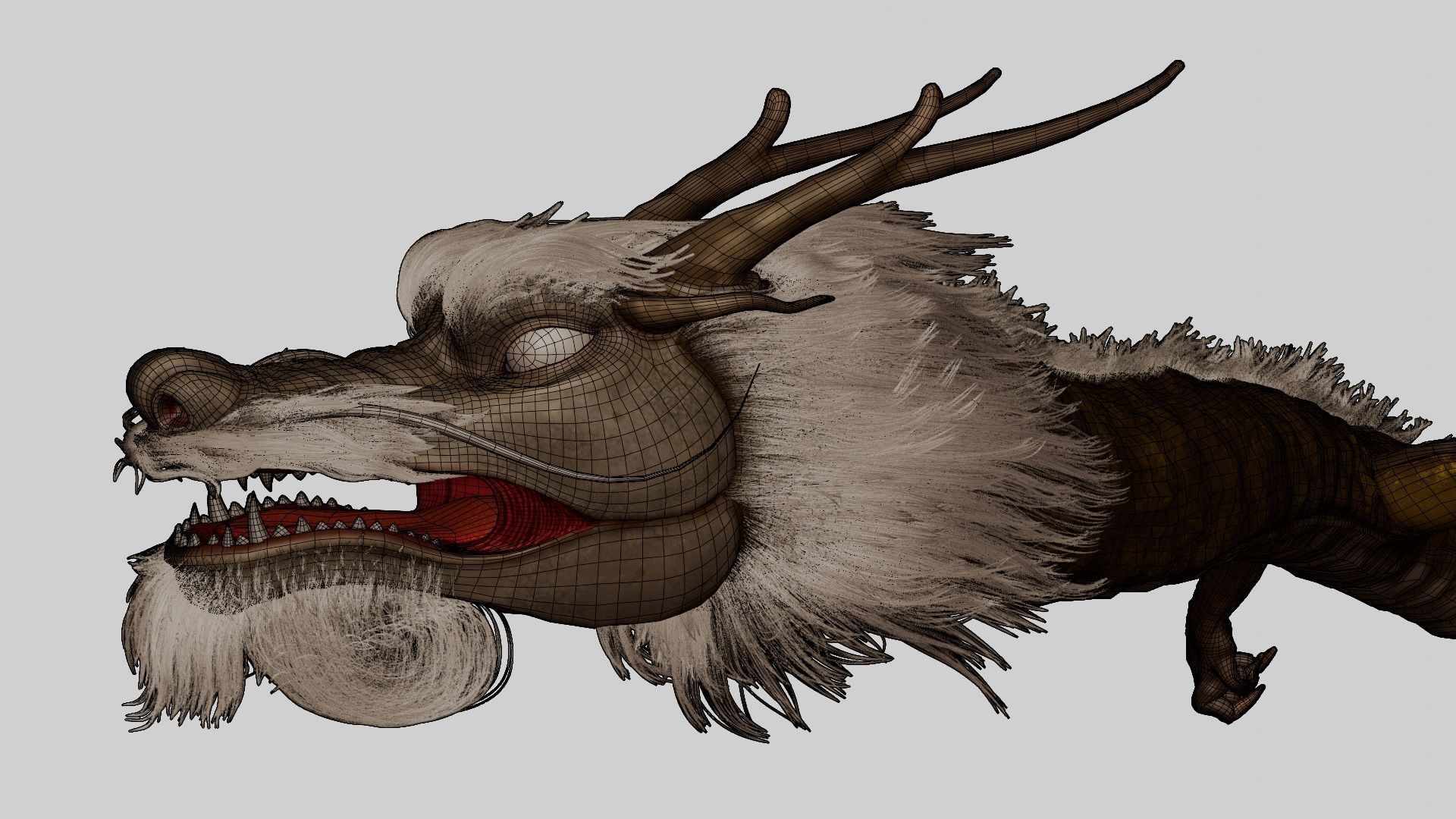 ASIA DRAGON - Rigged - Animated - Low poly - High poly Model Low-poly 3D model_12