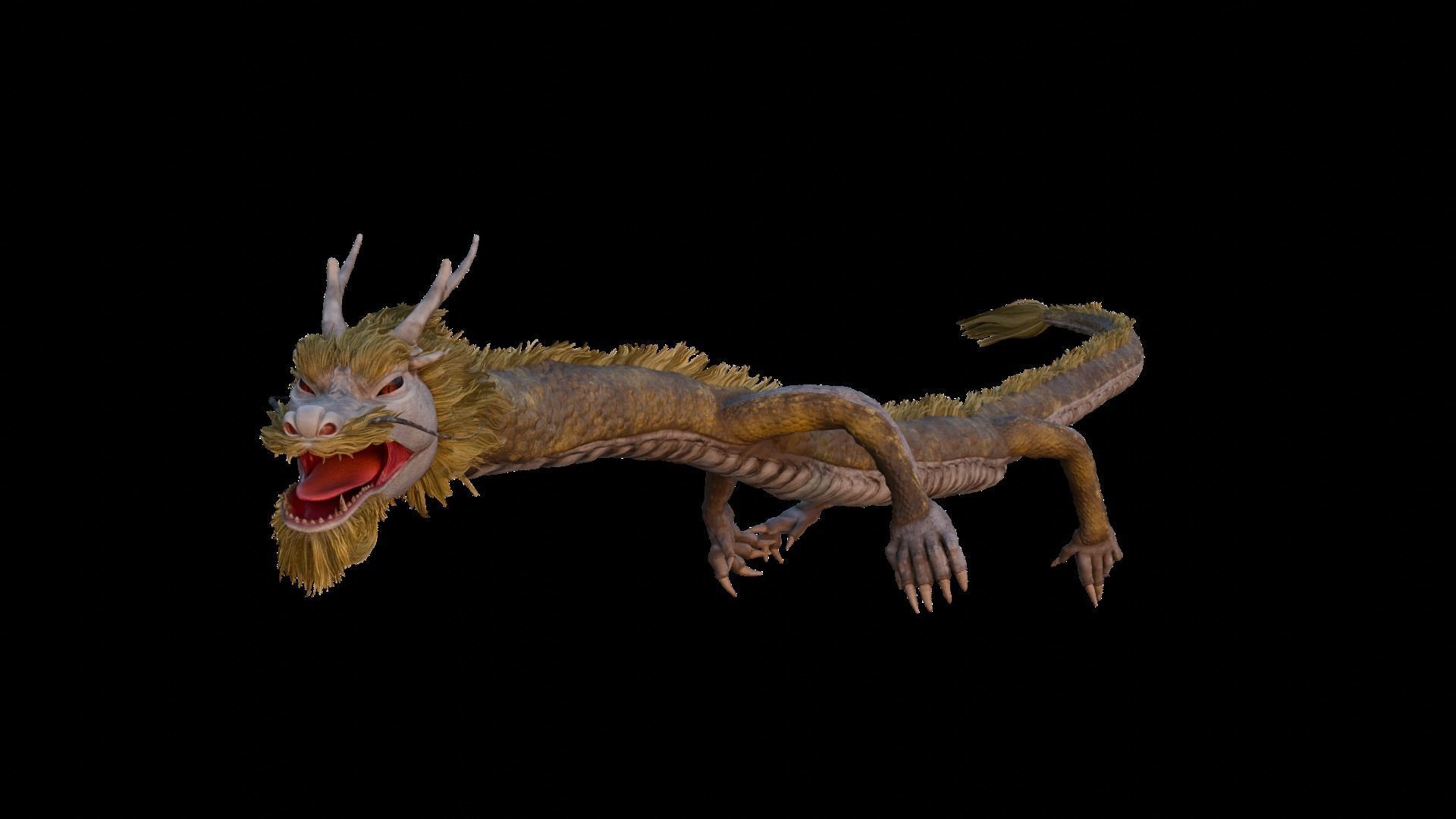 ASIA DRAGON - Rigged - Animated - Low poly - High poly Model Low-poly 3D model_6