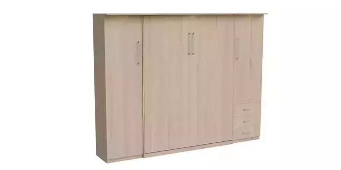 Beige Wood Wall Bed Closed