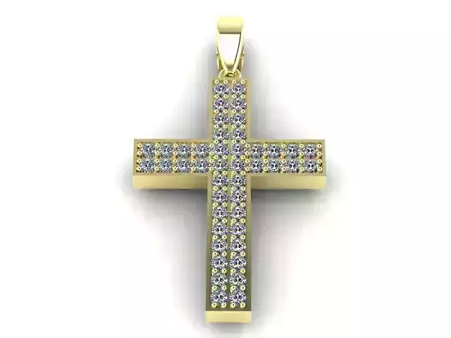 2 ROW DIAMOND PAVE CROSS PENDANT 3D print model